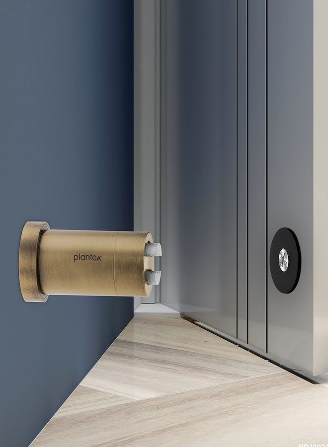 Plantex Door Back Stopper/Door Magnetic Stopper/Stainless Steel Wall Mounted Megnet Door Stops - (Brass Antique) - Image 1